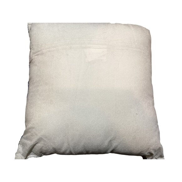 15" Square Quilted & Embroidered Floral Sofa Throw Pillow With Blue Floral Borde - Picture 4 of 4